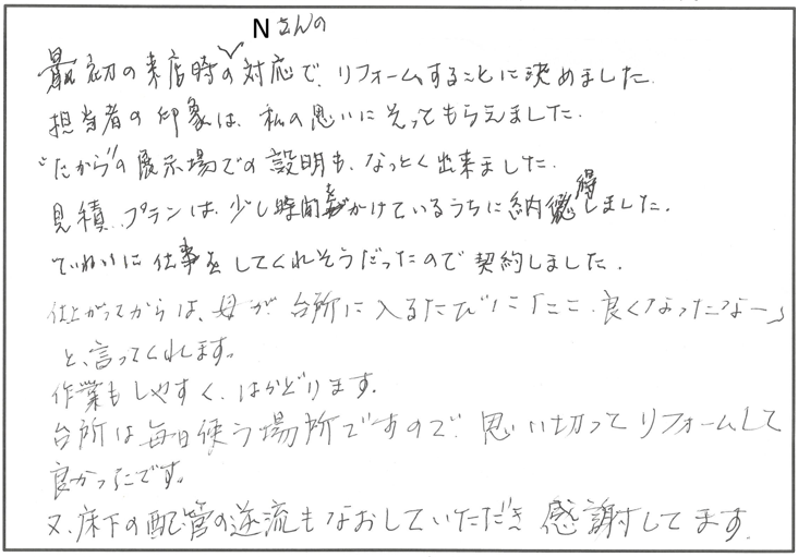 キッチン交換リフォーム 彦根市T様邸